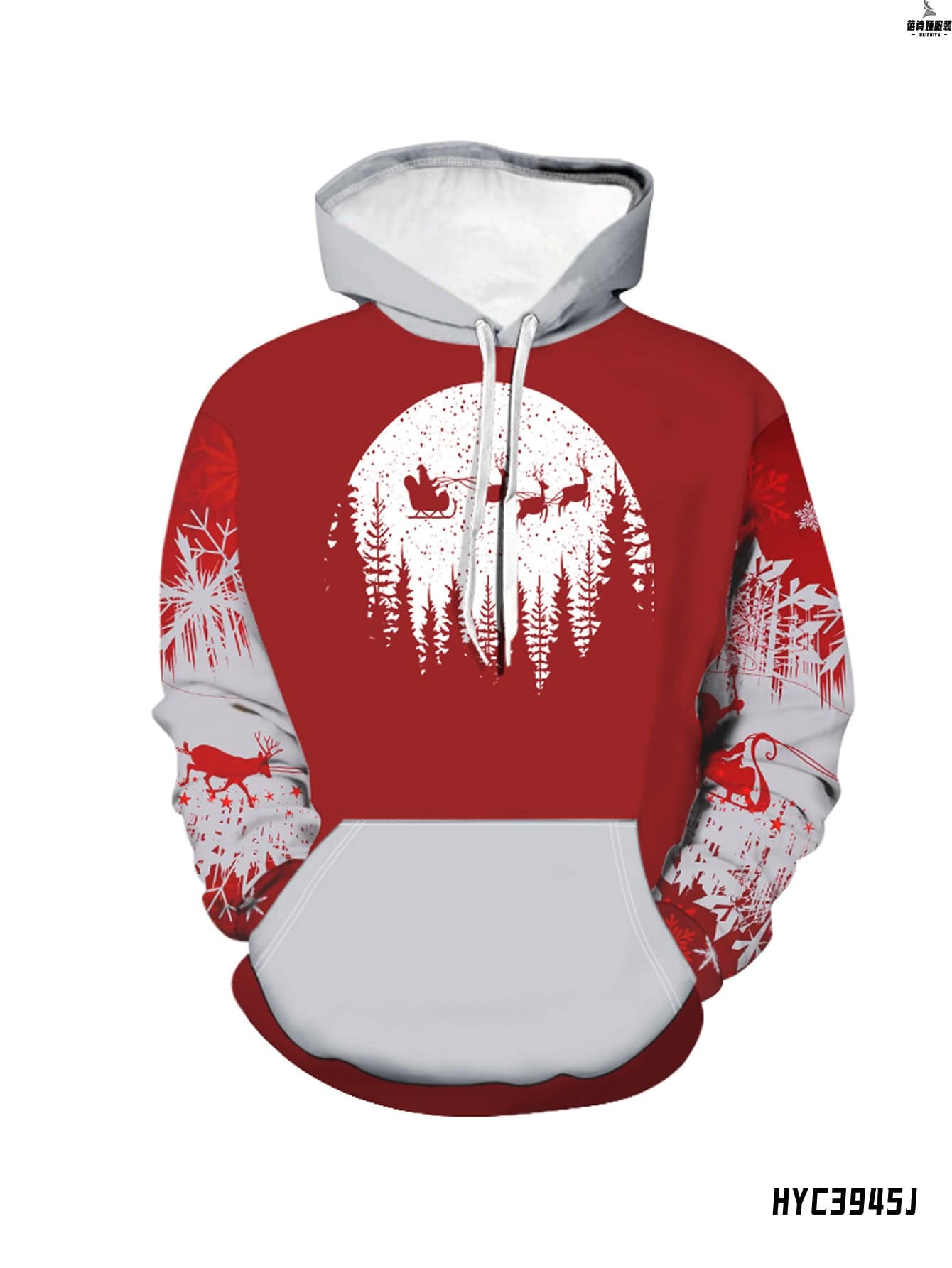 Men’s Festive Christmas Hoodie - Cozy Winter Wear with Santa Sleigh Print - All Inclusive Family Treasures