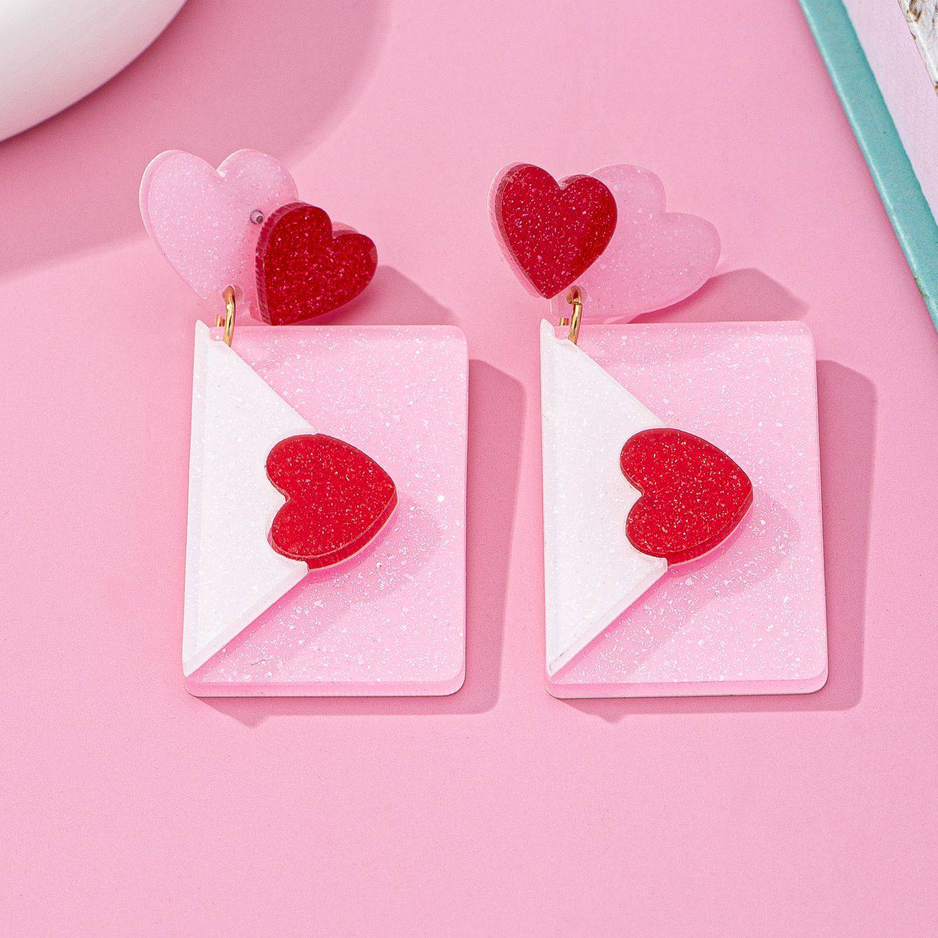 Charming Love Letter Acrylic Earrings – Romantic Valentine's Day Gift - All Inclusive Family Treasures