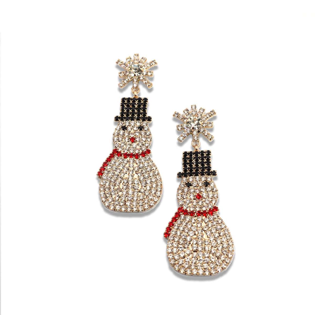 Sparkling Snowman Rhinestone Earrings - Festive & Fun! - All Inclusive Family Treasures