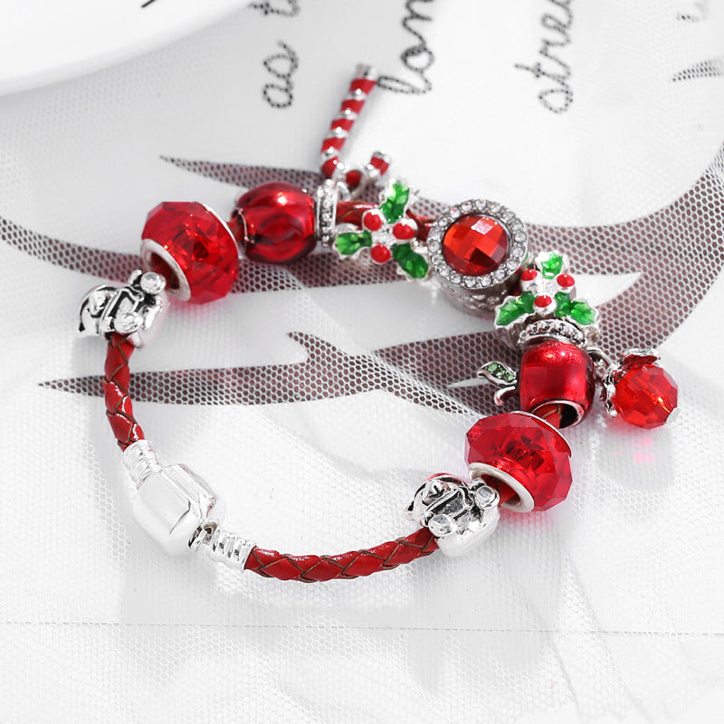 Big Red Christmas Charm Bracelet – Festive Beads & Holiday Elegance