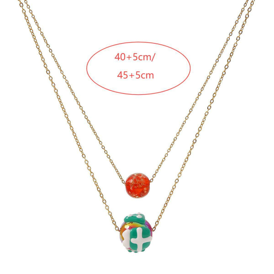 Christmas Luminous Necklace Fashion Niche Christmas Tree Santa Claus Round Bead Double-layer Necklace For Women Jewelry - All Inclusive Family Treasures