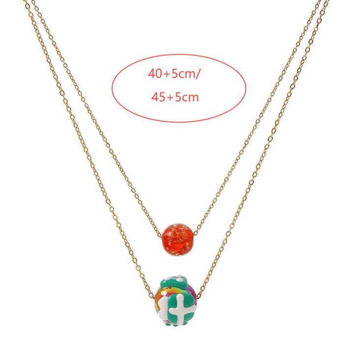 Christmas Luminous Necklace Fashion Niche Christmas Tree Santa Claus Round Bead Double-layer Necklace For Women Jewelry - All Inclusive Family Treasures