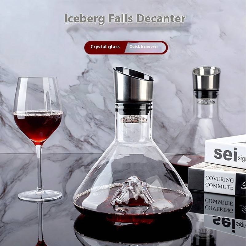 Iceberg Waterfall Crystal Wine Decanter – Lead-Free Quick Decanter for Enhanced Flavor - All Inclusive Family Treasures