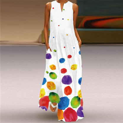 Playful Prints – Vintage Sleeveless Maxi Dress - All Inclusive Family Treasures