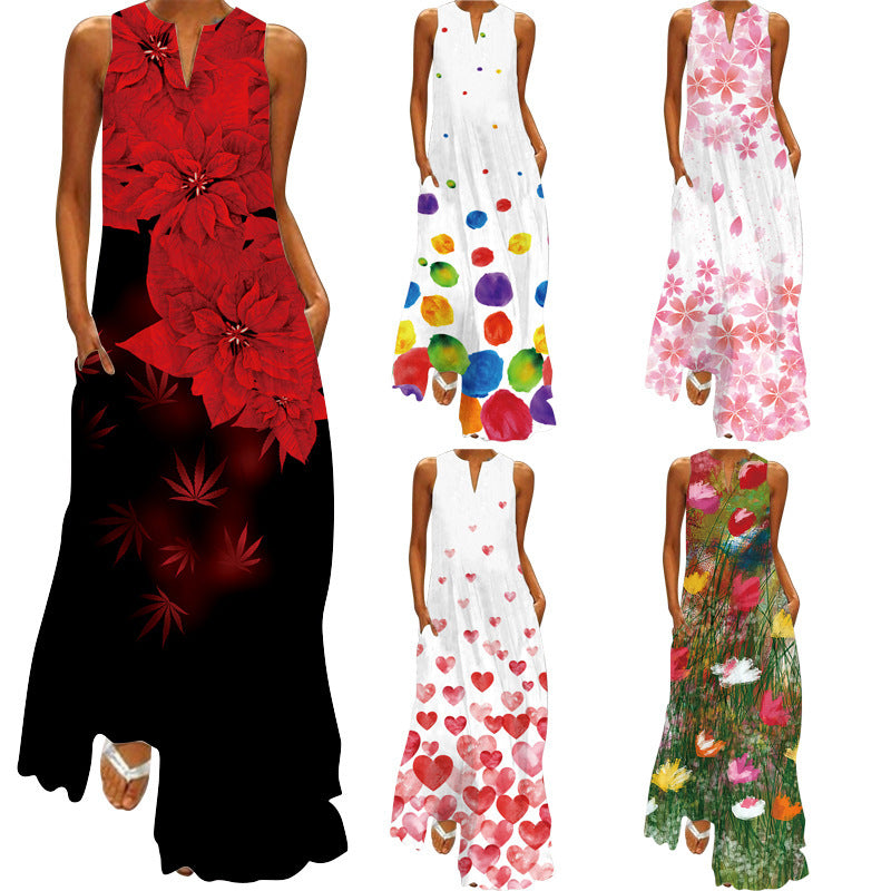 Playful Prints – Vintage Sleeveless Maxi Dress - All Inclusive Family Treasures