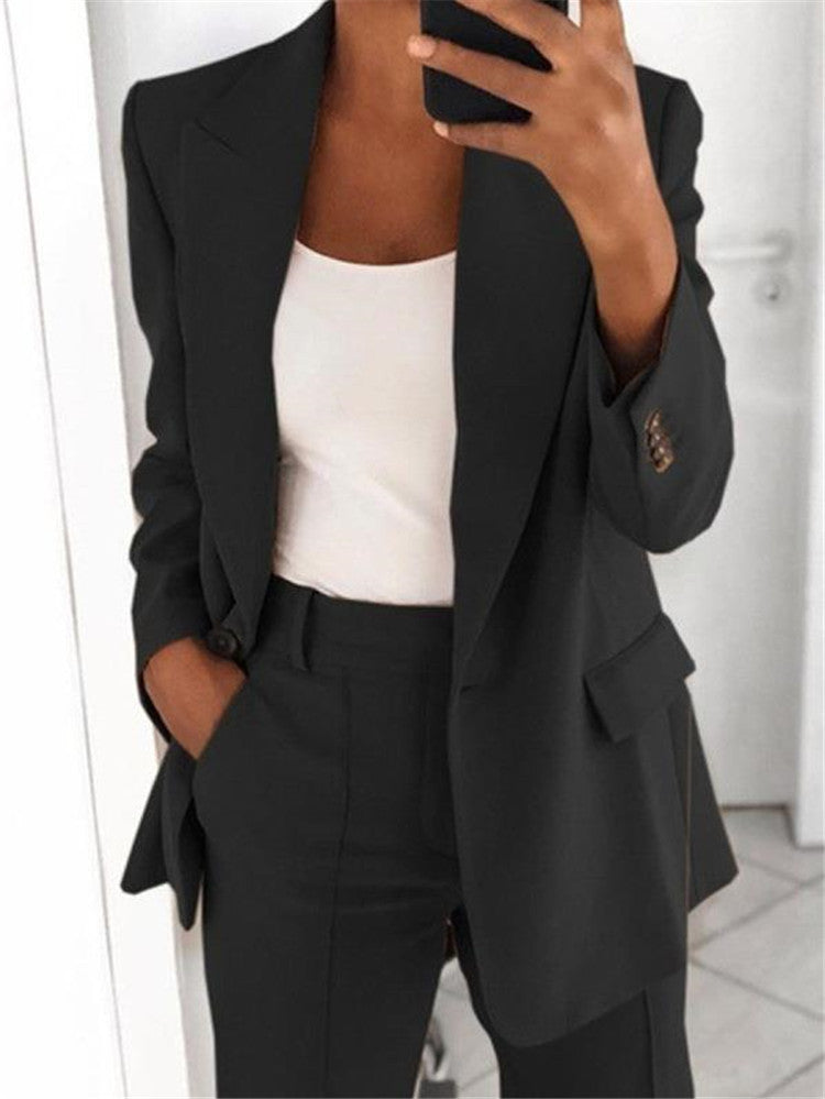 Women’s Two-Piece Casual Suit (Blazer & Slim-Fit Trousers)
