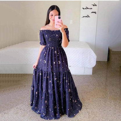 Women's Off-Shoulder Long Dress – Elegant Floral Design for Every Occasion - All Inclusive Family Treasures