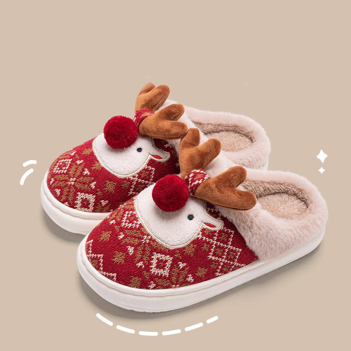 Adorable Reindeer Plush Slippers – Embrace the Magic of Comfort! - All Inclusive Family Treasures