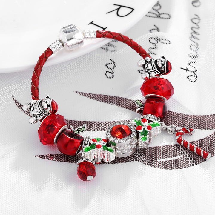 Big Red Christmas Charm Bracelet – Festive Beads & Holiday Elegance