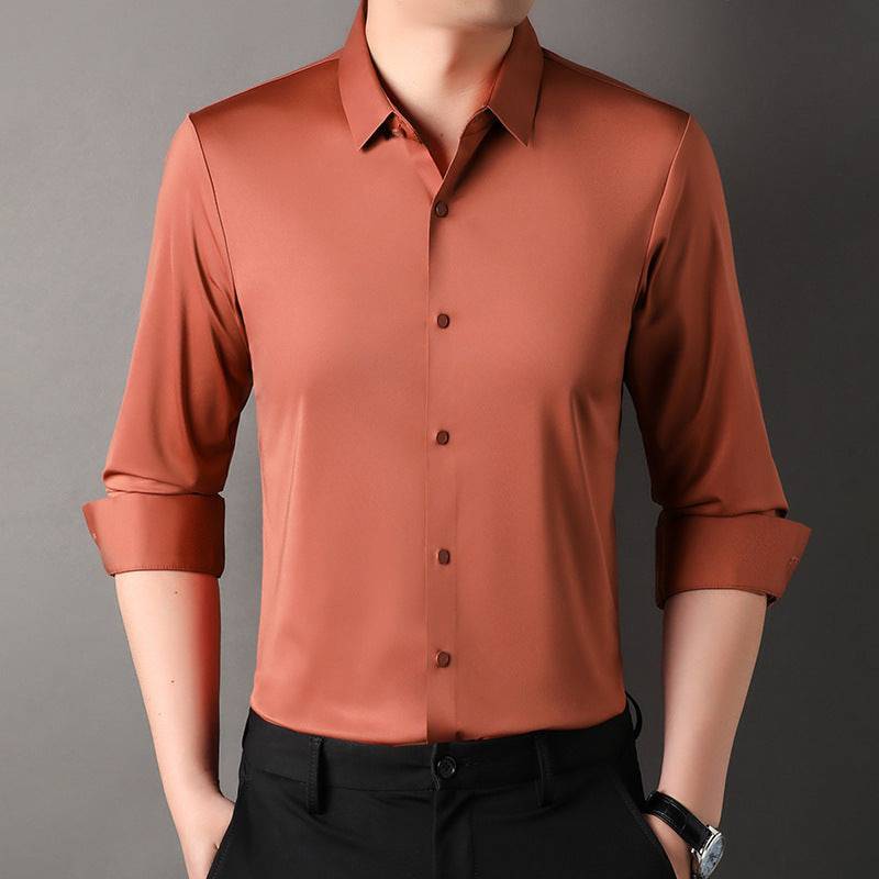 Premium Iron-Free Micro-Elastic Oxford Long Sleeve Shirt for Men - All Inclusive Family Treasures