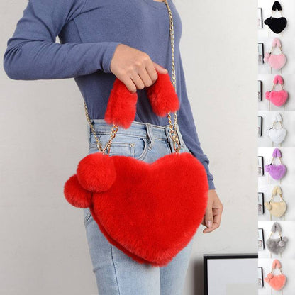 Heart-Shaped Plush Handbag – Cozy and Stylish Valentine’s Day Bag - All Inclusive Family Treasures