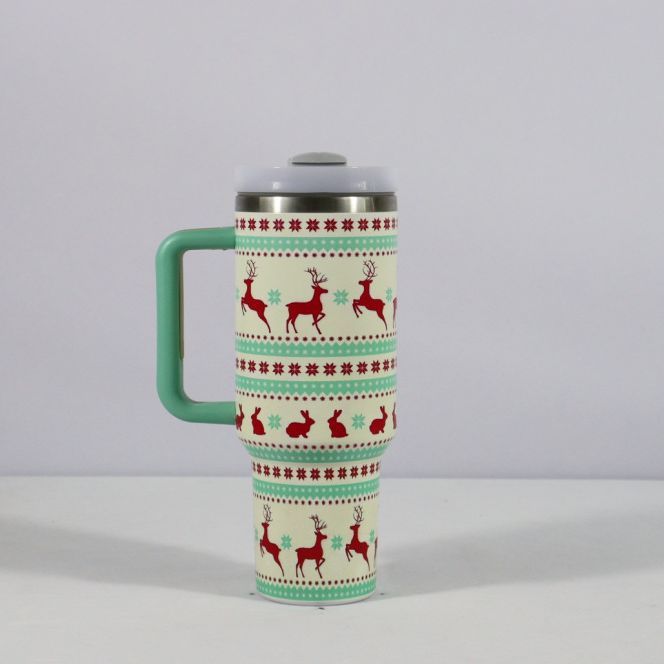 Festive Sip & Go: Christmas Pattern Stainless Steel Tumbler