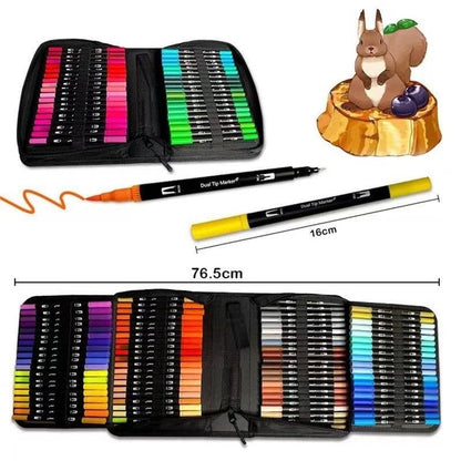 Dual Tip Brush Pens Set – Vibrant Watercolor Markers for Artists & Hobbyists - All Inclusive Family Treasures