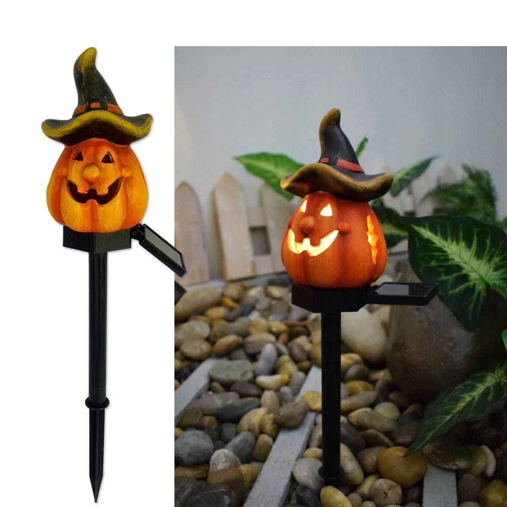 Solar-Powered Halloween Pumpkin Lantern – Handcrafted Resin Decor for a Festive Garden Glow! - All Inclusive Family Treasures