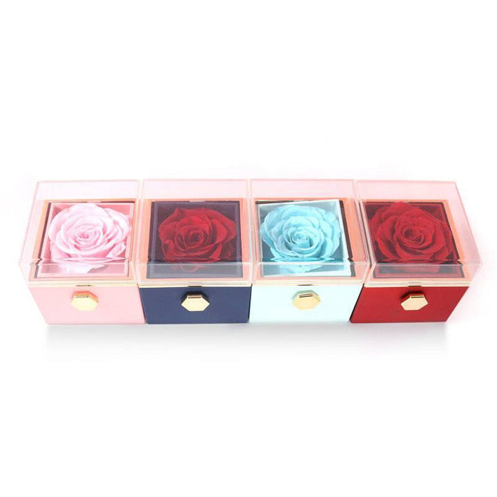 Elegant Acrylic Rotating Rose Jewelry Box – A Timeless Keepsake - All Inclusive Family Treasures