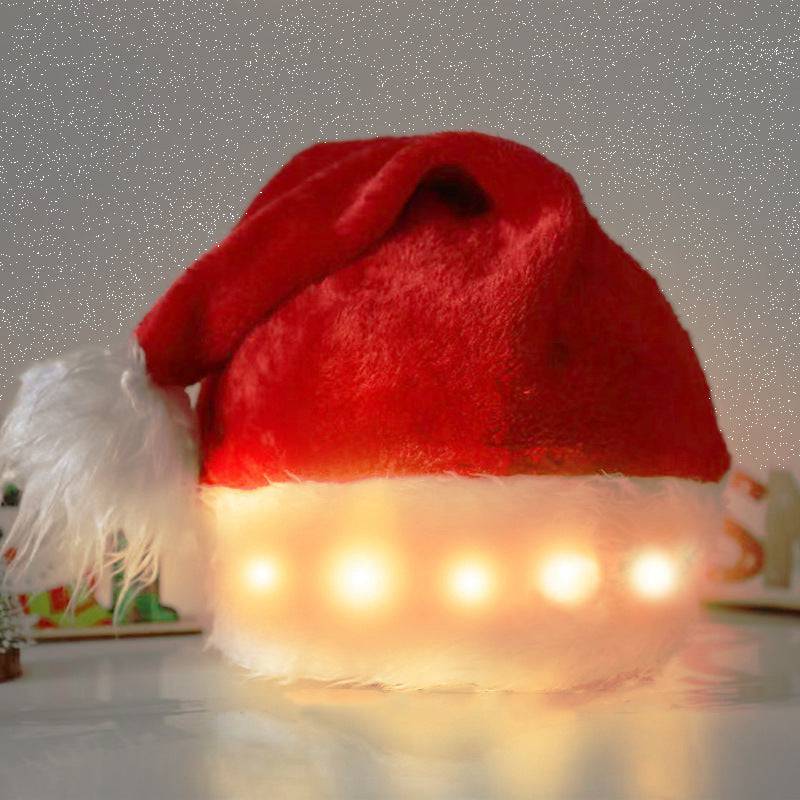 LED Christmas Santa Hat – Festive Luminous Plush Hat for Kids & Adults - All Inclusive Family Treasures