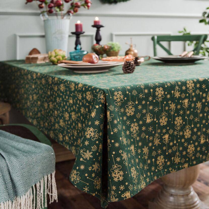 Elegant Christmas Gilded Tablecloth – Perfect for a Festive and Sophisticated Table Setting! - All Inclusive Family Treasures