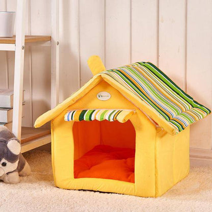 Stylish Striped Dog House Bed with Removable Cushion – Perfect for Small to Medium Pets! - All Inclusive Family Treasures