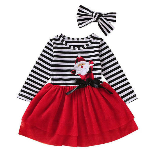 Adorable Santa Claus Striped Dress with Bow - Perfect for Holiday Fun! - All Inclusive Family Treasures