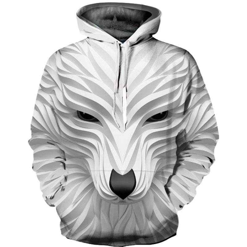 Fierce White Wolf 3D Print Hoodie – Bold Style Meets Ultimate Comfort - All Inclusive Family Treasures