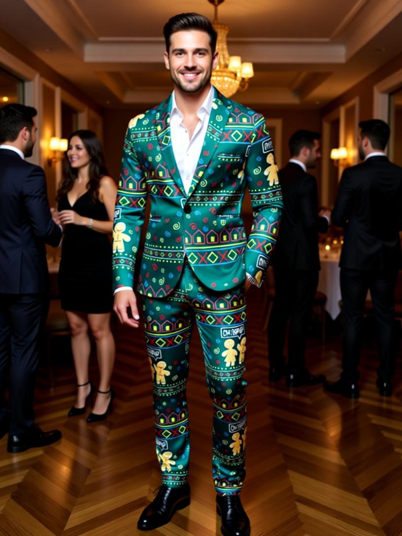 Men's Christmas Suit - Festive Holiday Blazer and Pants Set