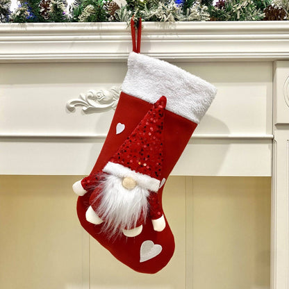 Festive Christmas Gnome Stocking with Sequins – Whimsical Holiday Charm - All Inclusive Family Treasures