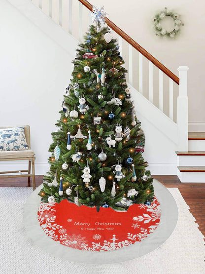 Classic Red & White Christmas Tree Skirt – Festive Snowflake Design for a Cozy Holiday Touch - All Inclusive Family Treasures