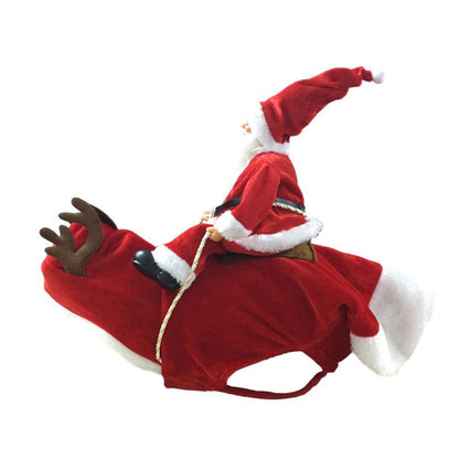 Santa Claus Riding Reindeer Dog Costume – Festive Holiday Outfit for Pets! - All Inclusive Family Treasures