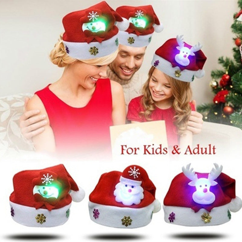 Festive Glow – Christmas LED Cartoon Luminous Hat for Kids & Adults
