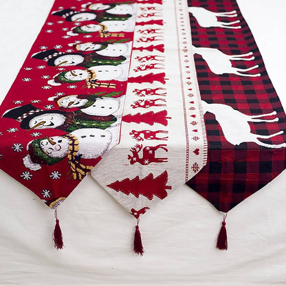 Christmas Elk Snowman Table Runner - Merry Christmas Decorations - All Inclusive Family Treasures