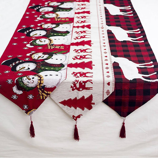 Christmas Elk Snowman Table Runner - Merry Christmas Decorations - All Inclusive Family Treasures