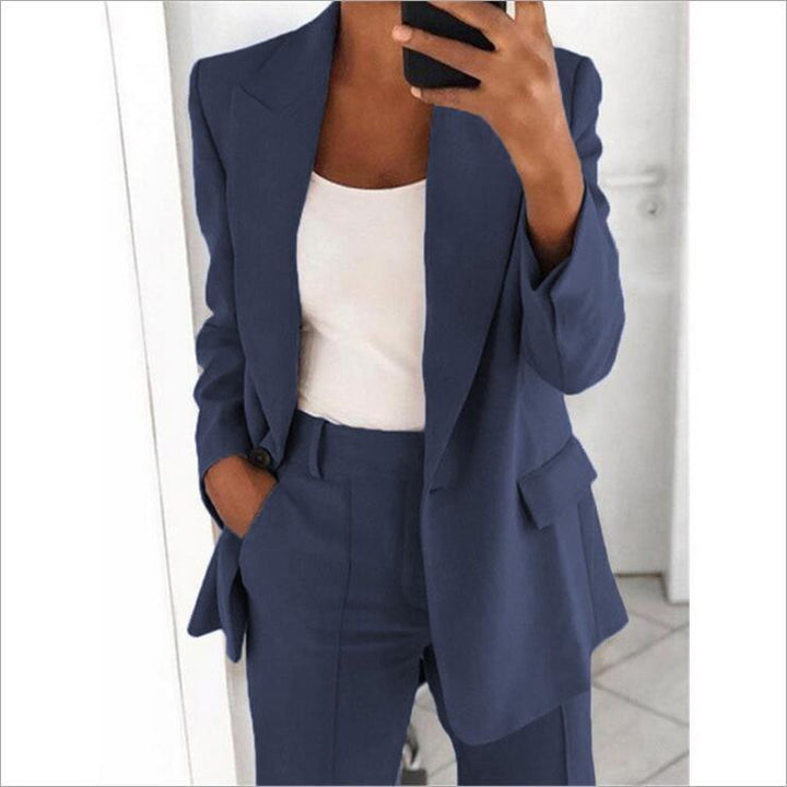 Women’s Two-Piece Casual Suit (Blazer & Slim-Fit Trousers)