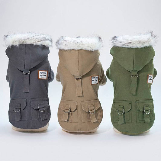 Stylish Winter Dog Parka with Faux Fur Hood – Warm & Trendy Dog Coat! - All Inclusive Family Treasures