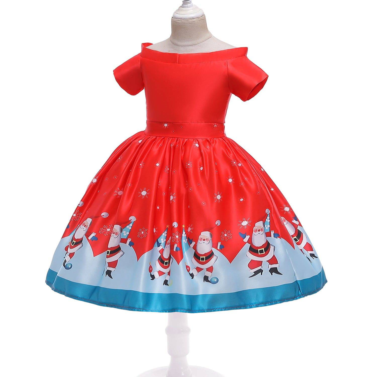 Children's Dress - Festive Holiday Mid-Length Skirt with Reindeer Headband - All Inclusive Family Treasures