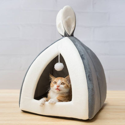 Cozy Bunny Ears Cat House – Plush Pet Hideaway for Cats and Small Dogs! - All Inclusive Family Treasures