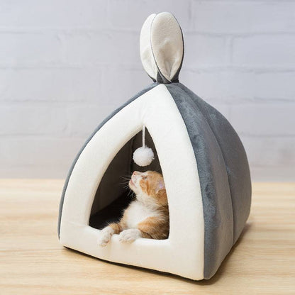 Cozy Bunny Ears Cat House – Plush Pet Hideaway for Cats and Small Dogs! - All Inclusive Family Treasures