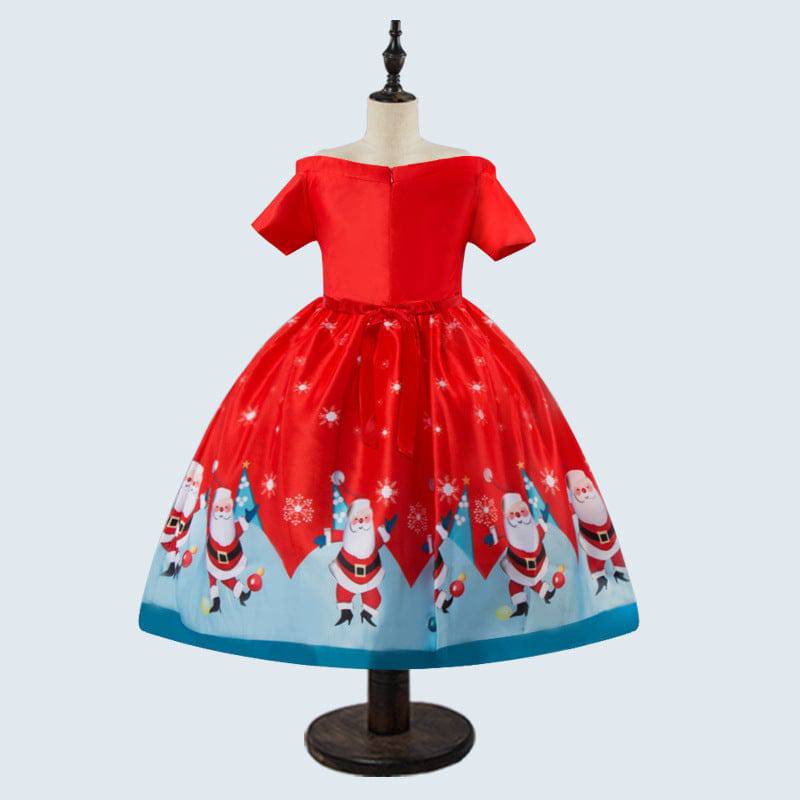 Children's Dress - Festive Holiday Mid-Length Skirt with Reindeer Headband - All Inclusive Family Treasures