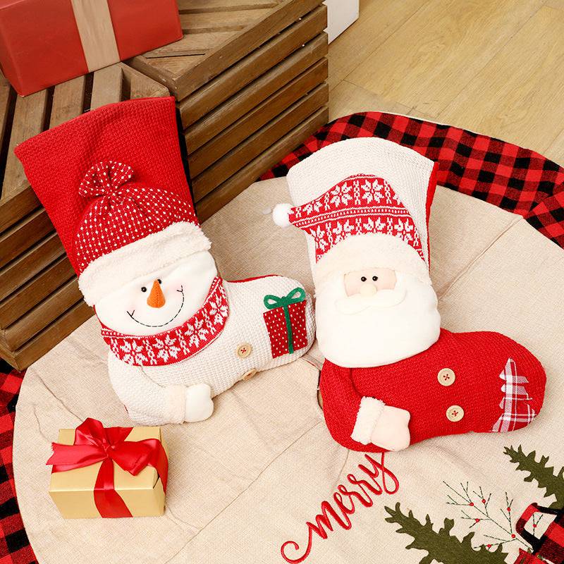 Charming Santa & Snowman Knitted Christmas Stockings – Perfect for Holiday Cheer! - All Inclusive Family Treasures