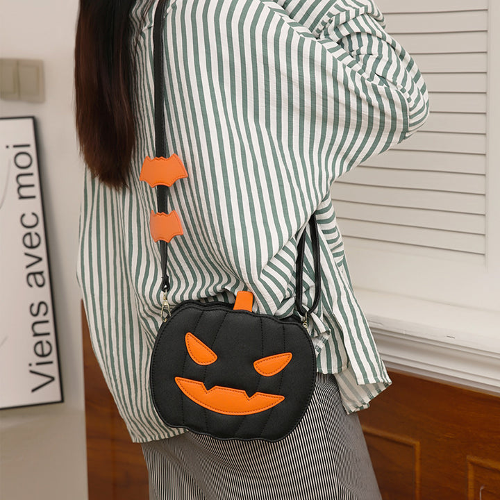 Pumpkin Scream Chic – Halloween Crossbody Bag with Bat Strap