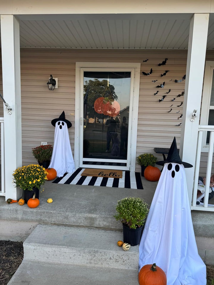Glowing Ghost with Witch Hat – Spooky Halloween Yard & Porch Decoration