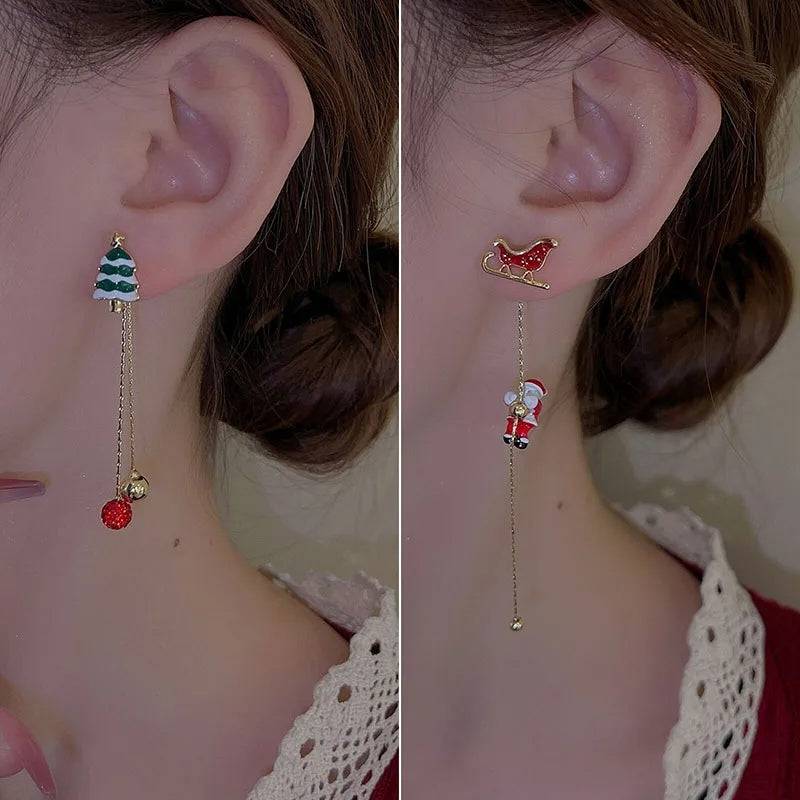 Christmas Tree and Santa Tassel Earrings - Celebrate in Style! - All Inclusive Family Treasures