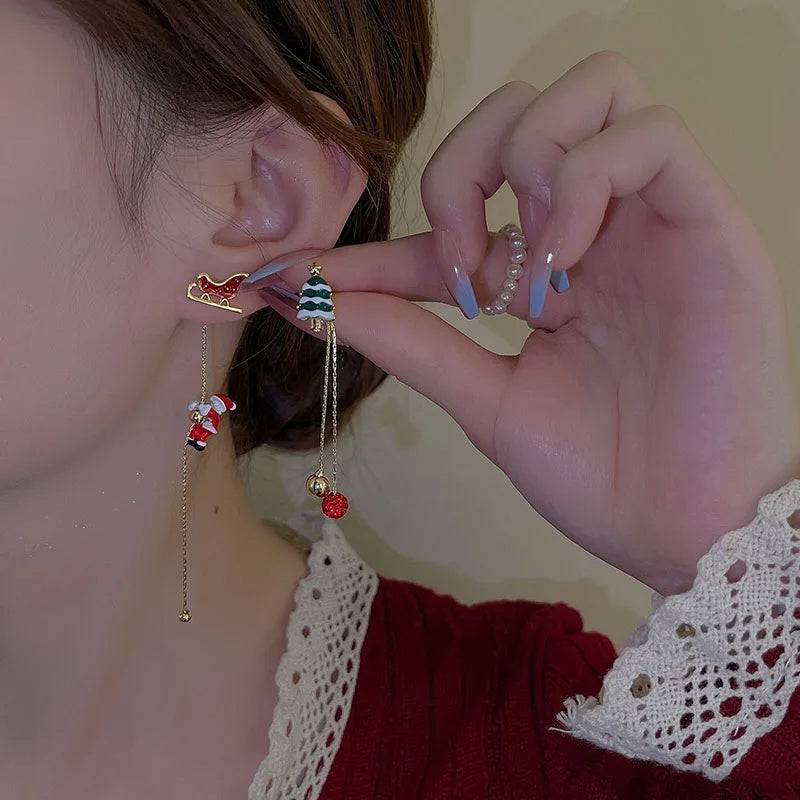 Christmas Tree and Santa Tassel Earrings - Celebrate in Style! - All Inclusive Family Treasures