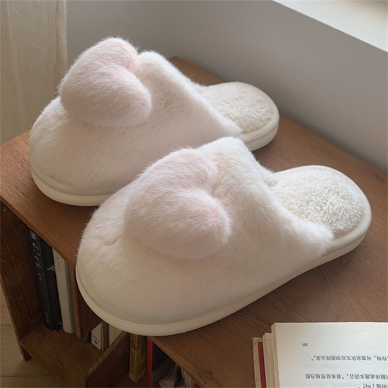 Heart Plush Winter Slippers – Cozy Love for Your Feet