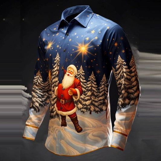 Santa Claus 3D Printed Christmas Shirt - Festive Digital Print Long Sleeve - All Inclusive Family Treasures