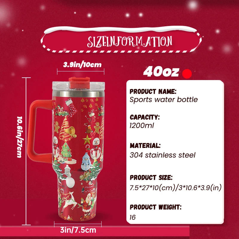 Festive Sip & Go: Christmas Pattern Stainless Steel Tumbler