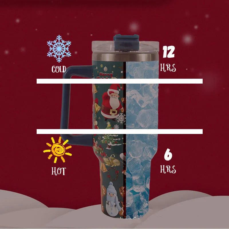 Festive Sip & Go: Christmas Pattern Stainless Steel Tumbler