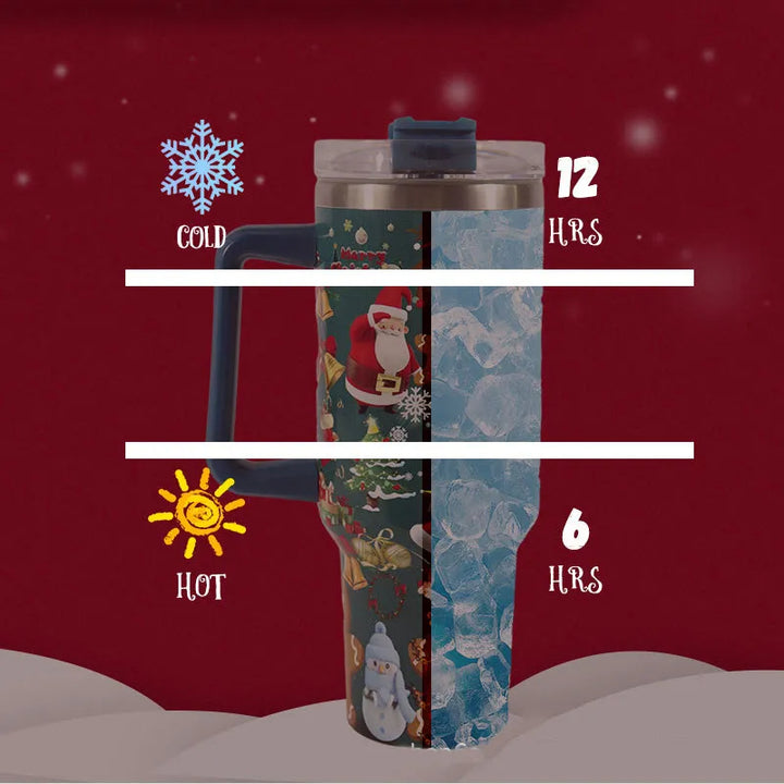 Festive Sip & Go: Christmas Pattern Stainless Steel Tumbler