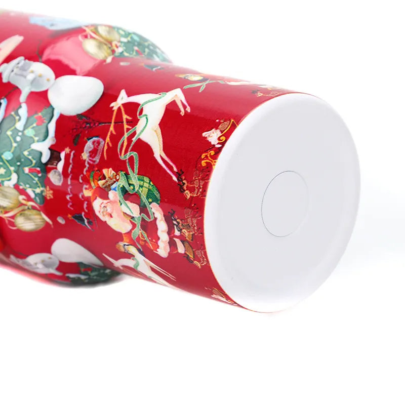 Festive Sip & Go: Christmas Pattern Stainless Steel Tumbler