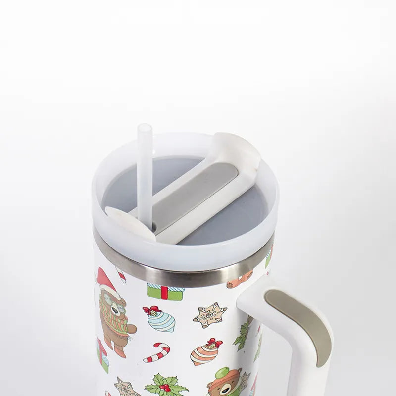 Festive Sip & Go: Christmas Pattern Stainless Steel Tumbler