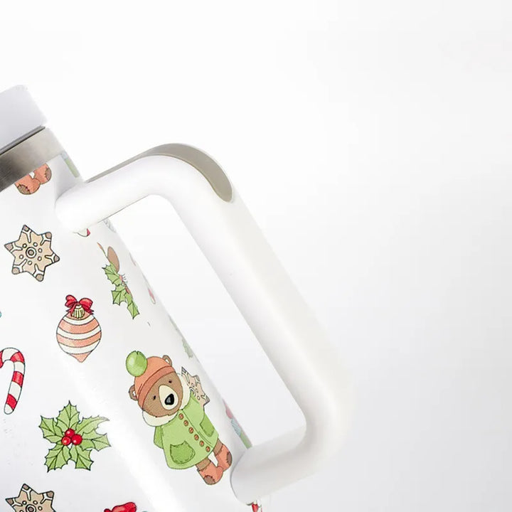 Festive Sip & Go: Christmas Pattern Stainless Steel Tumbler
